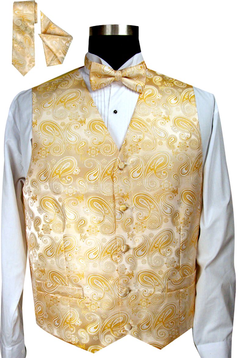 Men Tuxedo Vest V003-Gold