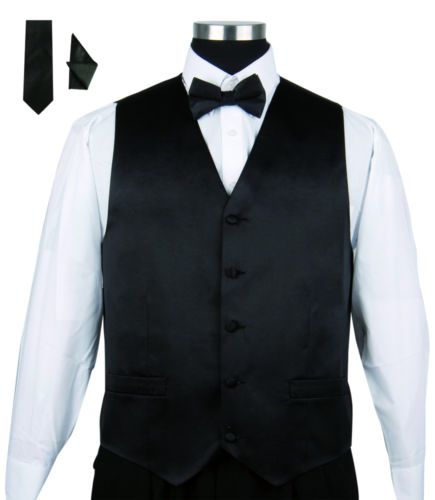 Men Tuxedo Vest V004-Black