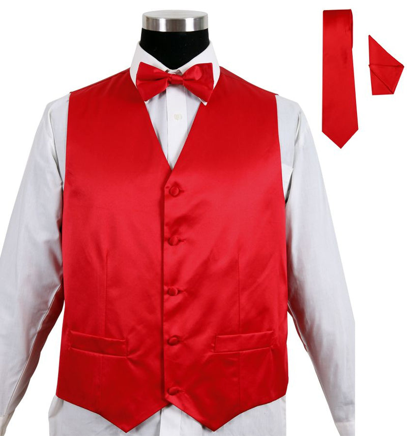 Men Tuxedo Vest V004-Red
