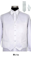 Men Tuxedo Vest V004-White