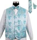 Men Tuxedo Vest V005-Aqua