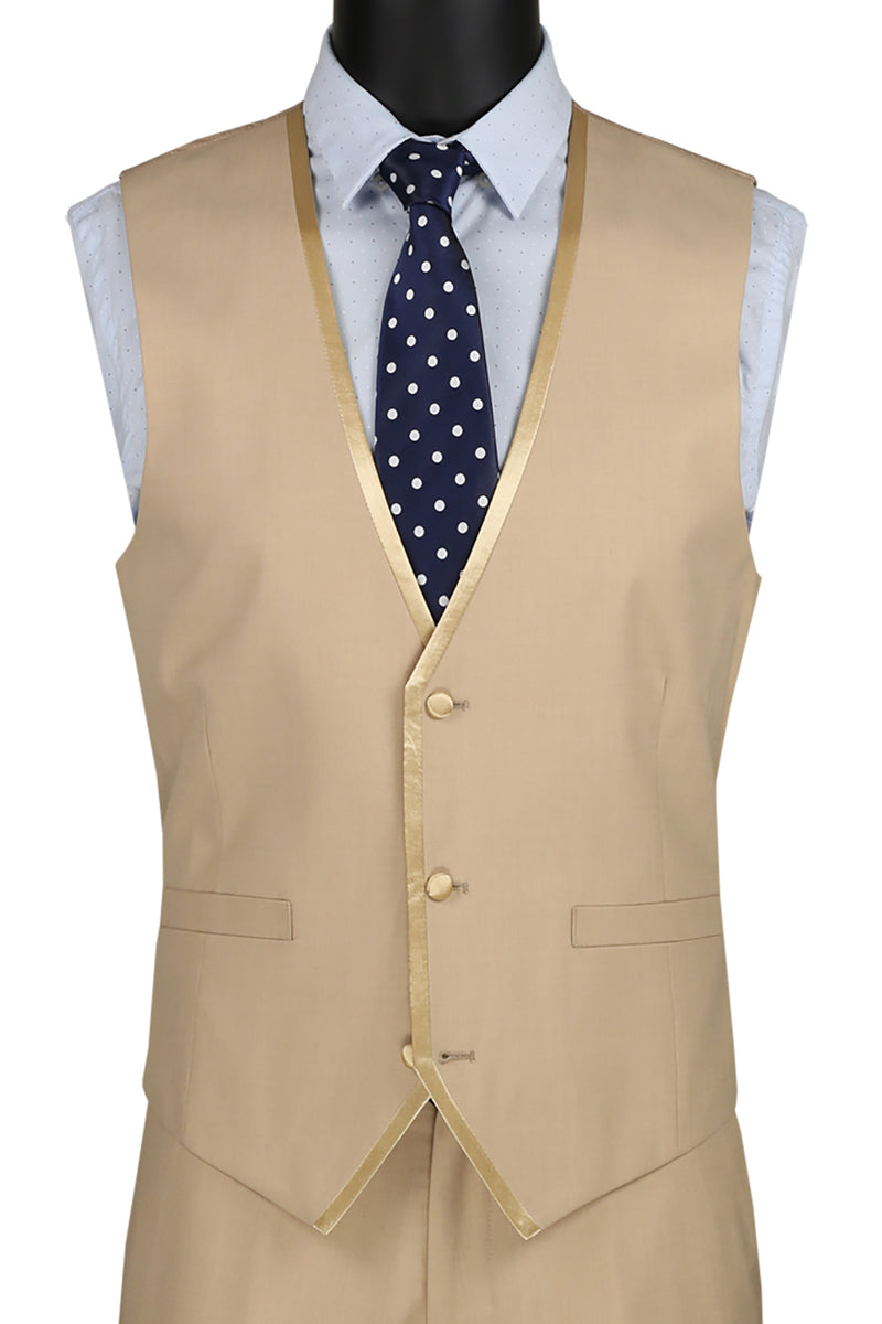 Vinci Men Suit SV2T-8-Beige - Church Suits For Less