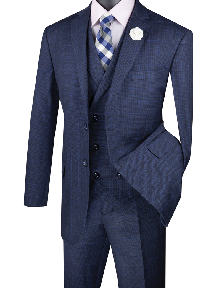 Vinci Men Suit V2RW-13-Navy - Church Suits For Less