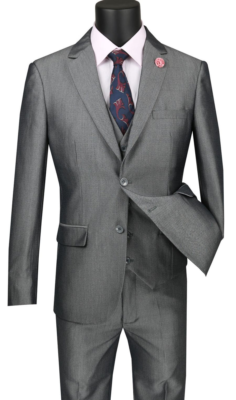 Vinci Men Suit USVD-1-Grey - Church Suits For Less
