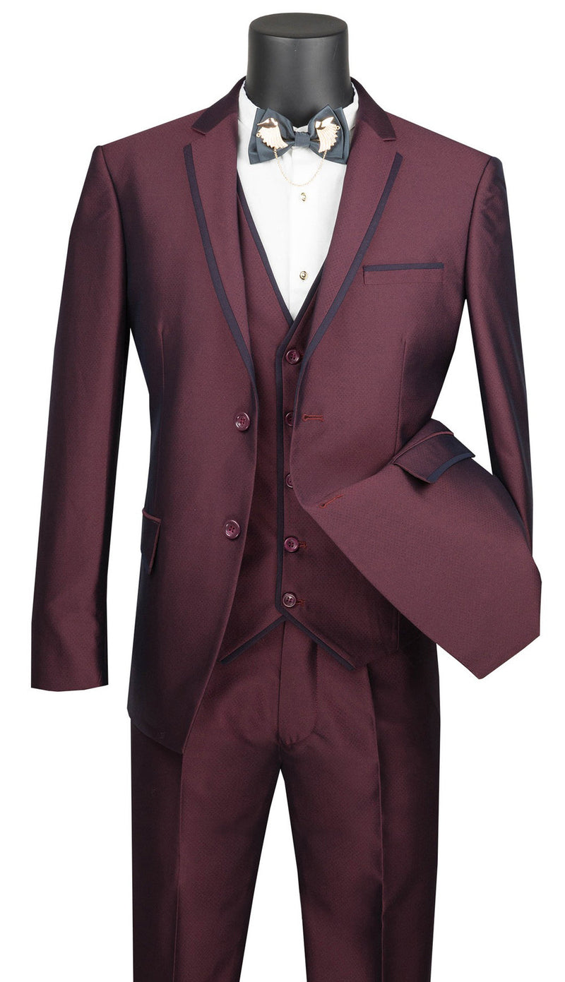 Vinci Men Suit USVD-2-Burgundy - Church Suits For Less