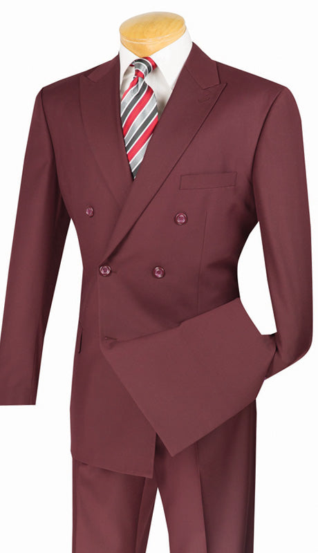 Vinci Men Suit DC900-1C-Burgundy - Church Suits For Less