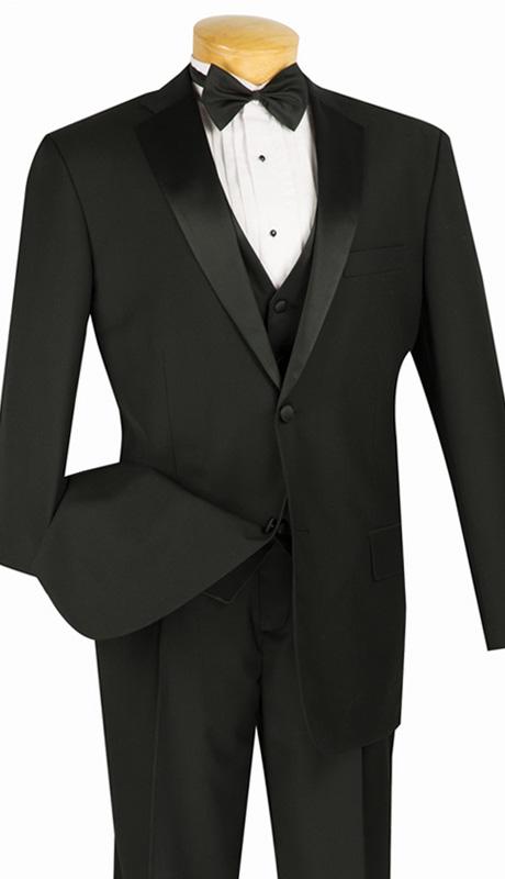 Vinci Men Tuxedo 4TV1-Black - Church Suits For Less
