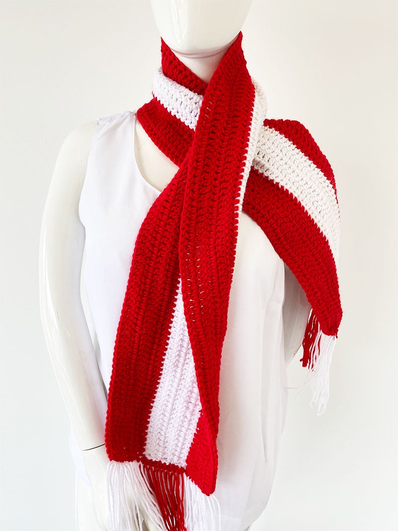 Women Fashion Scarf 003-Red/White