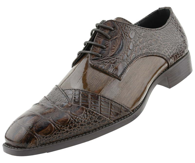 Men Dress Shoes-Alligator-Brown - Church Suits For Less