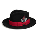 Men Fashion Fedora Hat Black Red