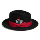 Men Fashion Fedora Hat Black Red