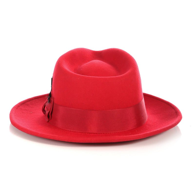 Men Church Fedora Hat Red - Church Suits For Less