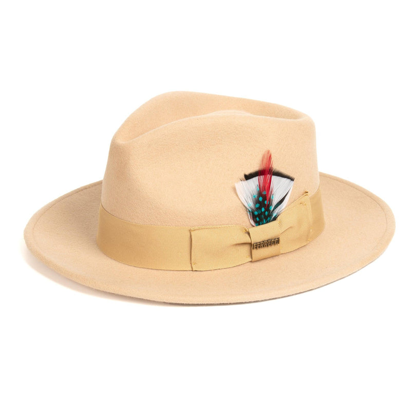 Men Crushable Tan Fedora Hat - Church Suits For Less