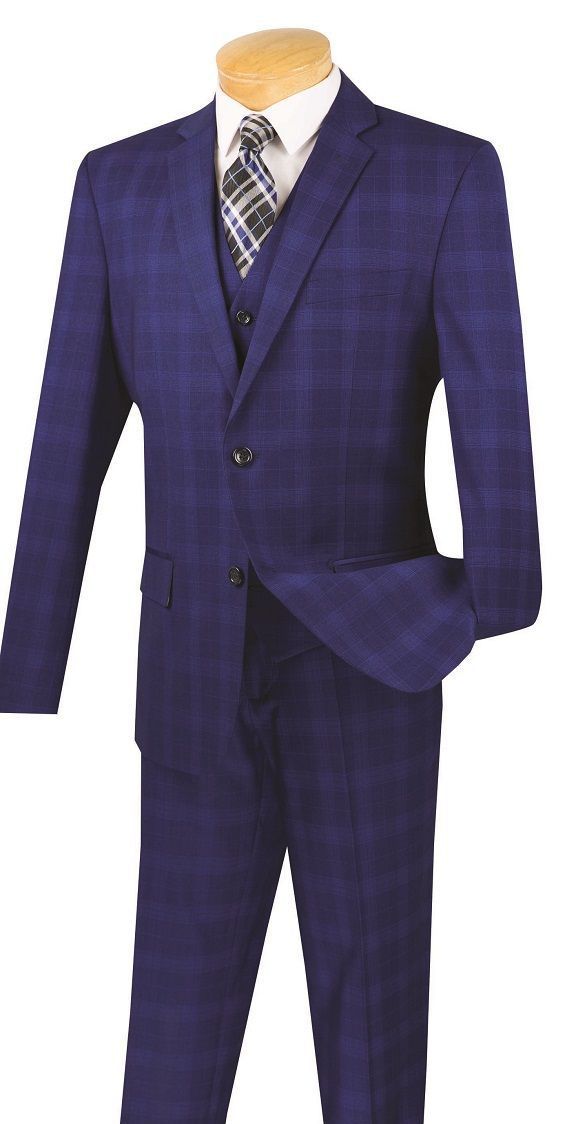 Vinci Men Suit SV2W-4-Blue - Church Suits For Less